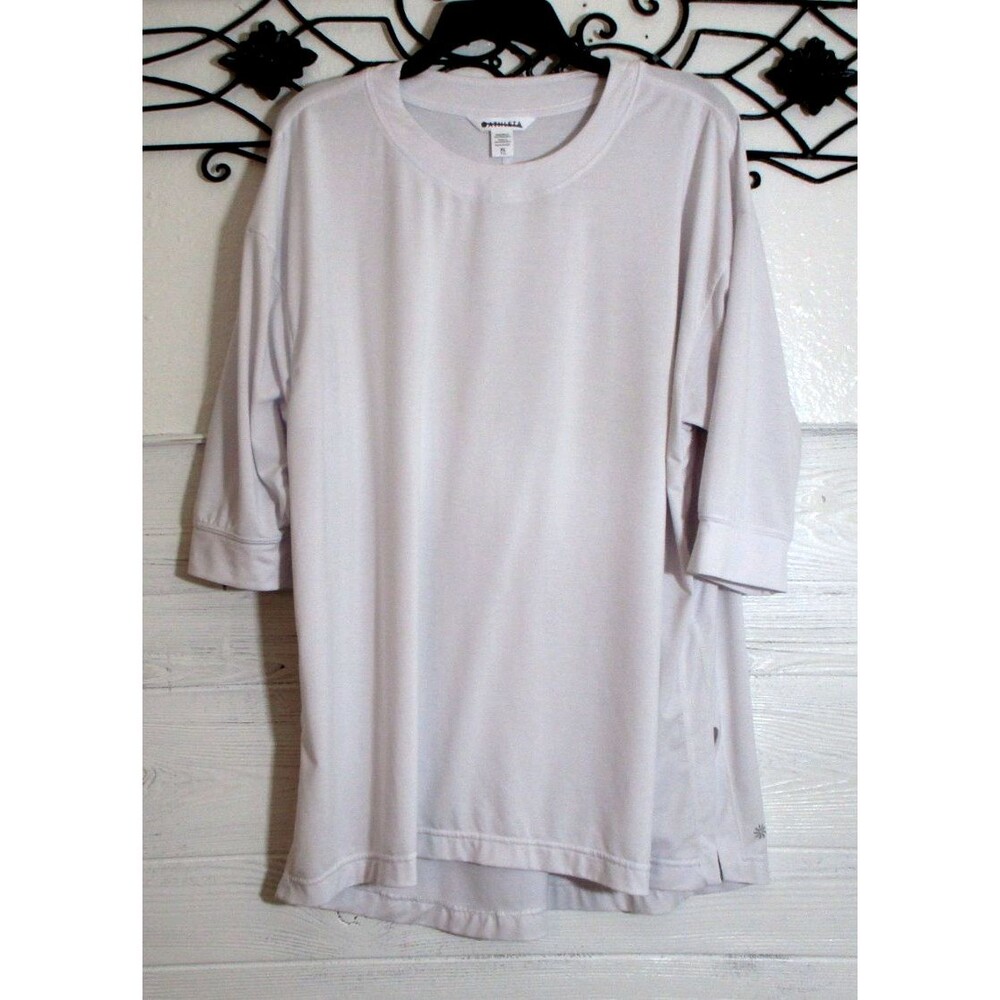 Athleta Women's Knit Top Size XL Short Sleeve White Round Neck